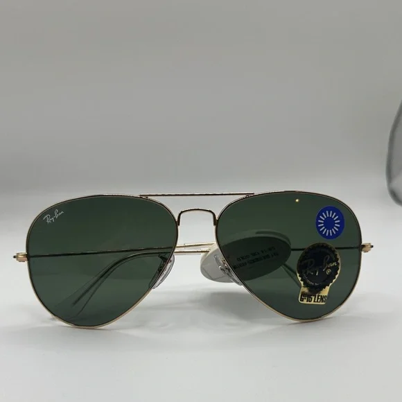 Ray-Ban Aviator Sunglasses - Gold Frame with Dark Green  display picture 1